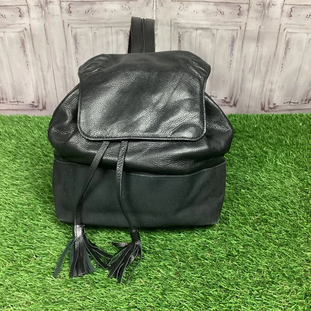 Rebecca Minkoff Mansfield Convertible Backpack Black Leather & Canvas